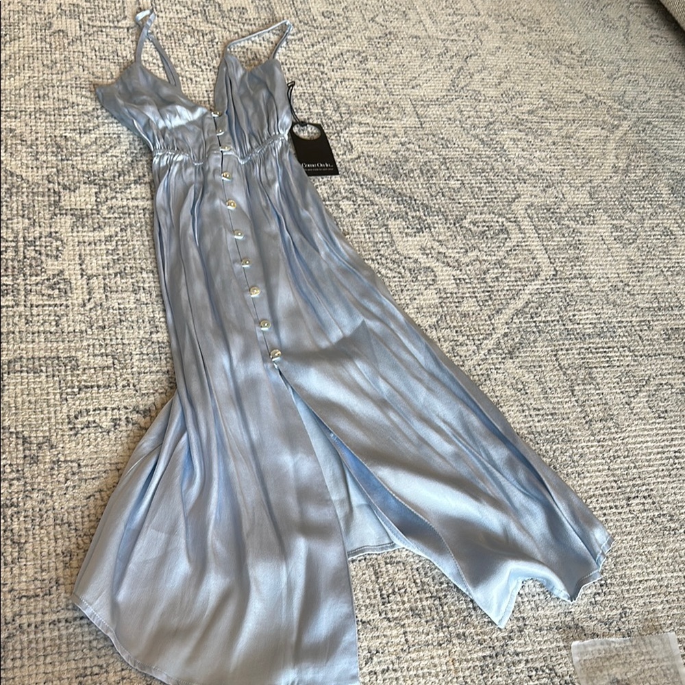 Privacy Please Light Blue Satin Dress